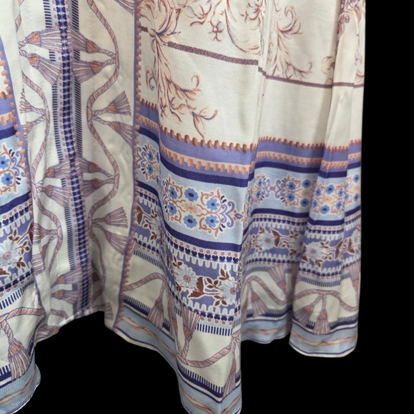 Hale Bob Boho Flowy Maxi Dress With V Neck, Border Print And Flower Buttons XS - Picture 9 of 9